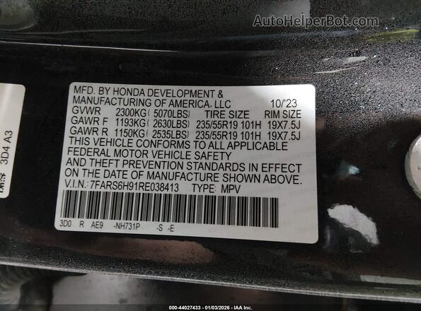 7FARS6H91RE038413 2024 HONDA CR-V HYBRID Black Вид підкапотного простору