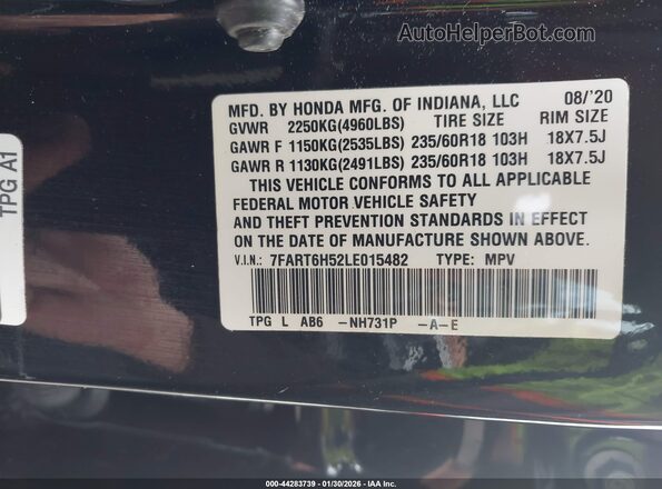 7FART6H52LE015482 2020 HONDA CR-V HYBRID Черный Вид подкапотного пространства
