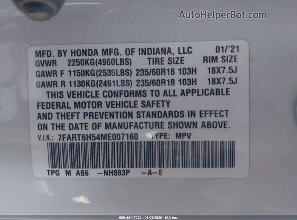 7FART6H54ME007160 2021 HONDA CR-V HYBRID Белый Вид подкапотного пространства