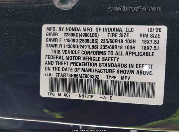 7FART6H86ME006392 2021 HONDA CR-V HYBRID Black Vista del compartimento del motor