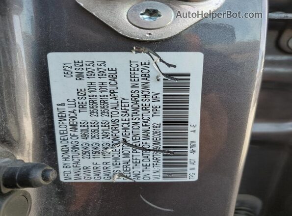 7FART6H90ME026162 2021 HONDA CR-V Gray Շարժիչի բաժամունքի տեսք