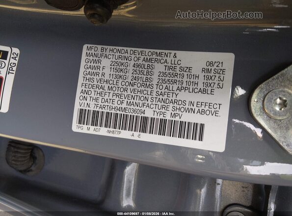 7FART6H94ME036094 2021 HONDA CR-V HYBRID Gray ძრავის განყოფილების ხედი