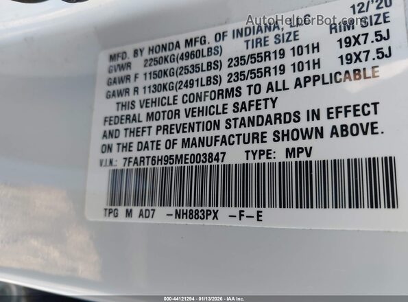 7FART6H95ME003847 2021 HONDA CR-V HYBRID White ძრავის განყოფილების ხედი