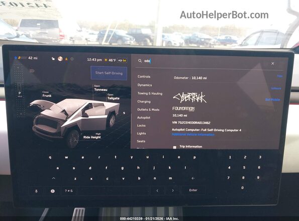 7G2CEHED0RA013462 2024 TESLA CYBERTRUCK Black Widok tylnych siedzeń