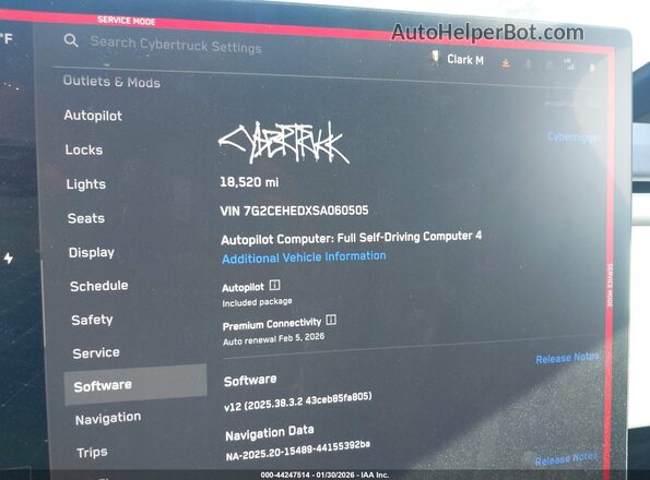 7G2CEHEDXSA060505 2025 TESLA CYBERTRUCK Серебряный 