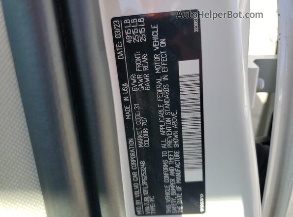 7JRL12FL2PG253248 2023 VOLVO S60 Белый Вид подкапотного пространства