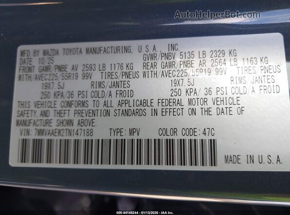 7MMVAAEW2TN147188 2026 MAZDA CX-50 HYBRID Blue Vista del compartimento del motor