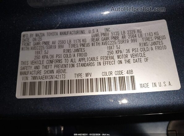 7MMVAAEWXSN142173 2025 MAZDA CX-50 HYBRID Blue Вид підкапотного простору