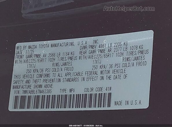 7MMVABBL6TN463385 2026 MAZDA CX-5 Черный Вид подкапотного пространства