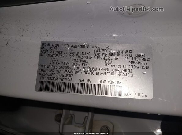 7MMVABDM1RN226043 2024 MAZDA CX-5 White Engine compartment view
