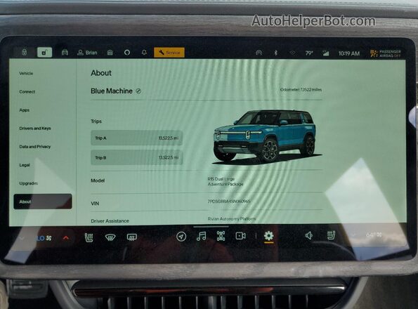 7PDSGBBA4SN060965 2025 RIVIAN R1S Blue Widok zestawu wskaźników