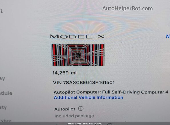 7SAXCBE64SF461501 2025 TESLA MODEL X Белый Вид задних сидений