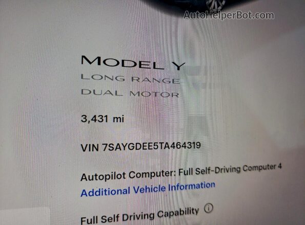 7SAYGDEE5TA464319 2026 TESLA MODEL Серый Вид щитка приборов
