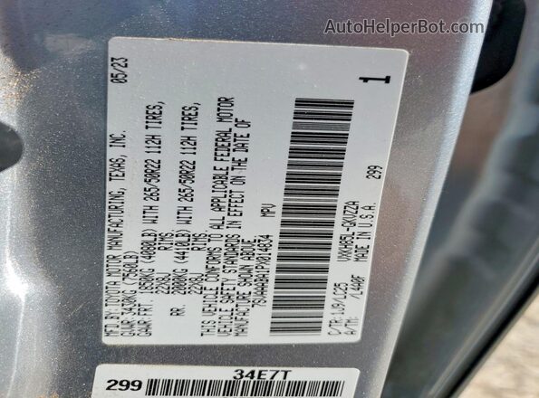 7SVAAABA1PX014834 2023 TOYOTA SEQUOIA Silver Vista de la etiqueta del VIN
