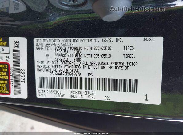 7SVAAABA8PX019870 2023 TOYOTA SEQUOIA Черный Вид подкапотного пространства