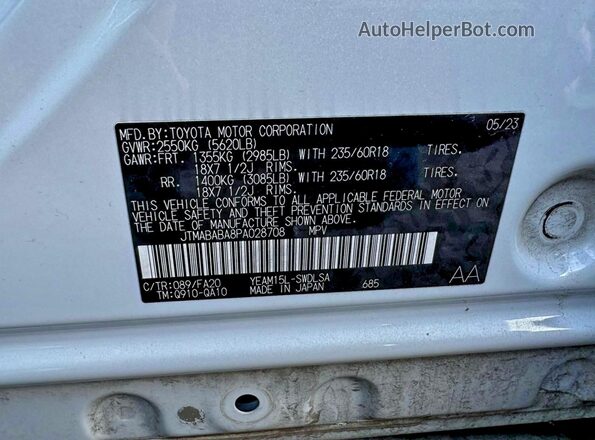 JTMABABA8PA028708 2023 SUBARU SOLTERRA White Vista interior trasera