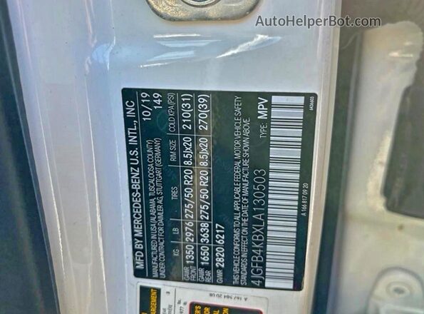 4JGFB4KBXLA130503 2020 MERCEDES-BENZ GLE-CLASS White Вид задньої частини салону