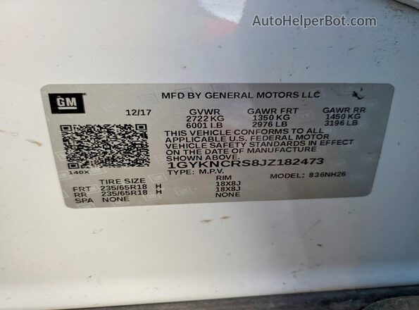 1GYKNCRS8JZ182473 2018 CADILLAC XT5 Белый Панорамный вид салона 360°