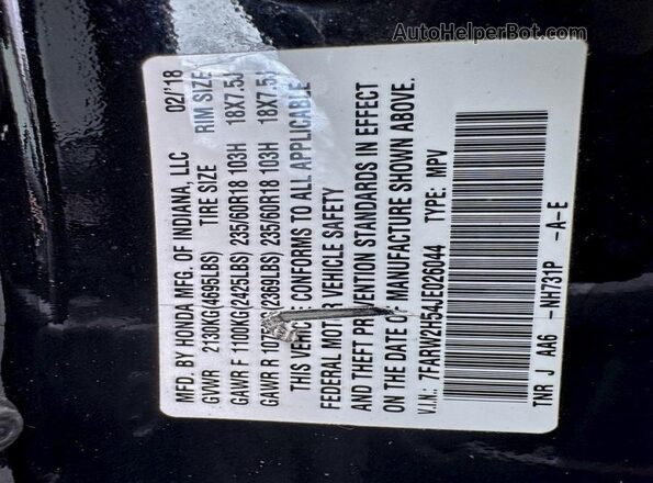 7FARW2H54JE026044 2018 HONDA CRV Black Widok wnętrza z tyłu