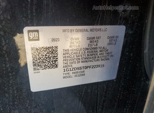 1G1ZD5ST0PF223915 2023 CHEVROLET MALIBU Черный Панорамный вид салона 360°