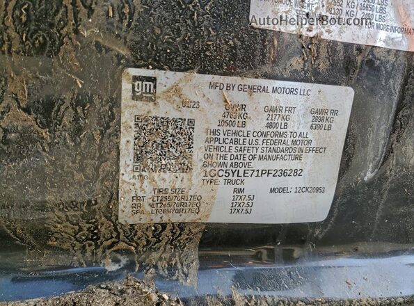 1GC5YLE71PF236282 2023 CHEVROLET ALL MODELS Белый Вид наклейки с VIN-кодом