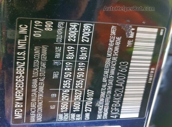 4JGFB4KB2LA007603 2020 MERCEDES-BENZ GLE-CLASS Синий 