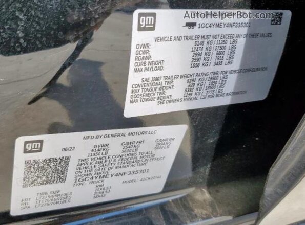 1GC4YMEY4NF335301 2022 CHEVROLET ALL MODELS Black Vista interior trasera