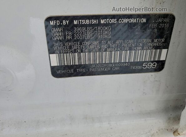 JA32U2FU8GU009940 2016 MITSUBISHI LANCER Белый Вид подкапотного пространства