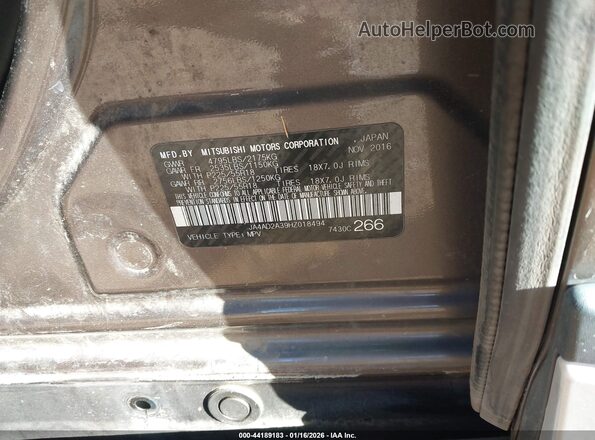 JA4AD2A39HZ018494 2017 MITSUBISHI OUTLANDER Серый Вид подкапотного пространства