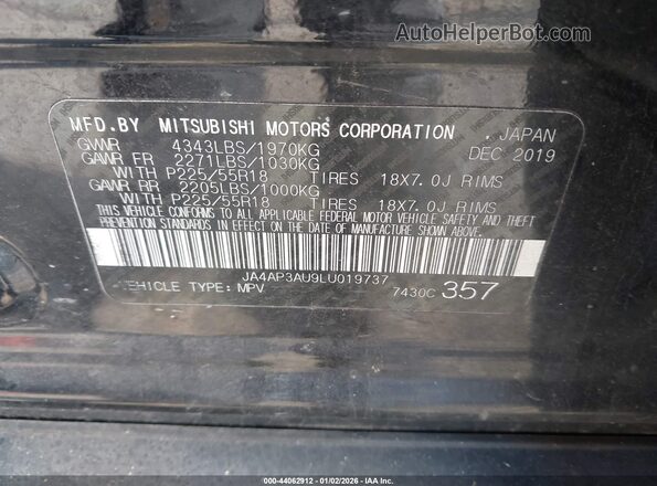 JA4AP3AU9LU019737 2020 MITSUBISHI OUTLANDER SPORT Black Engine compartment view