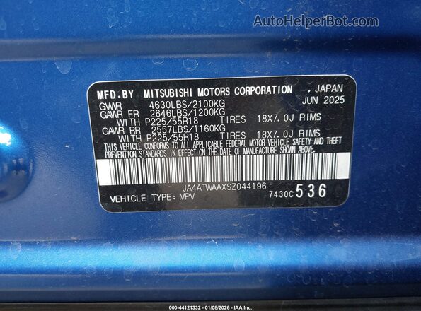 JA4ATWAAXSZ044196 2025 MITSUBISHI ECLIPSE CROSS Blue Widok komory silnika