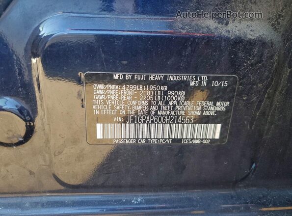 JF1GPAP60GH214563 2016 SUBARU IMPREZA Blue Widok komory silnika