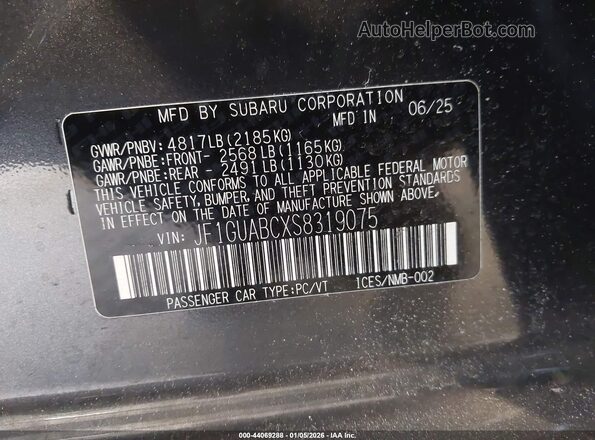 JF1GUABCXS8319075 2025 SUBARU IMPREZA Gray Vista del compartimento del motor