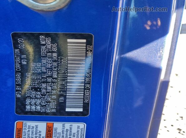 JF1ZCAC11L9701662 2020 SUBARU BRZ Blue Vista del compartimento del motor