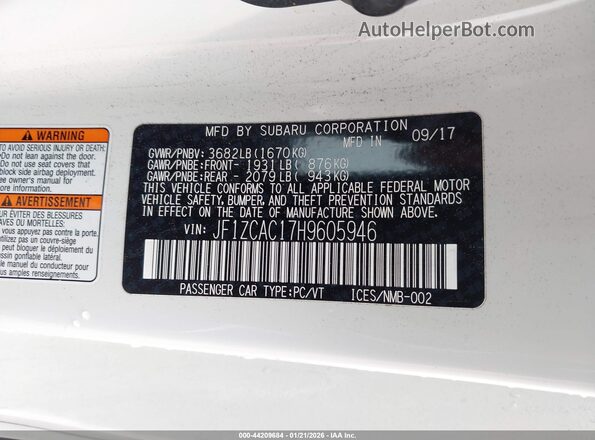 JF1ZCAC17H9605946 2017 SUBARU BRZ Белый Вид подкапотного пространства