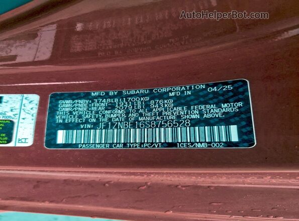 JF1ZNBE16S8756528 2025 TOYOTA GR Бордовый Вид подкапотного пространства