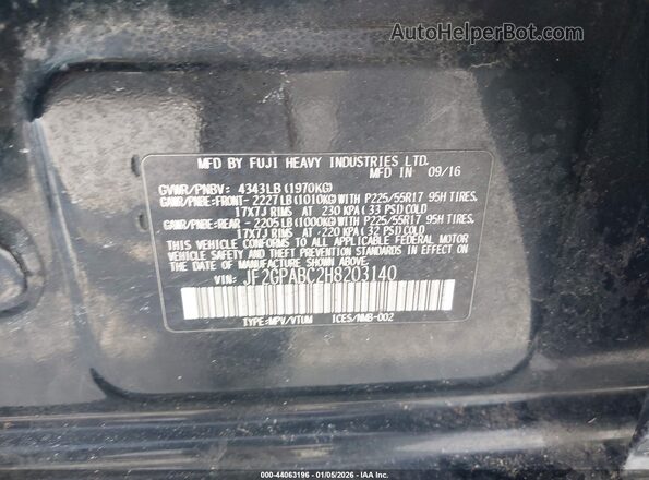 JF2GPABC2H8203140 2017 SUBARU CROSSTREK Black Вид підкапотного простору