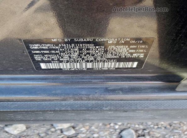 JF2GTAMC7JH327046 2018 SUBARU CROSSTREK Угольный Вид подкапотного пространства