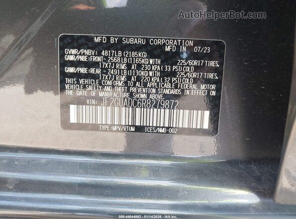 JF2GUADC6R8279872 2024 SUBARU CROSSTREK Gray Вид підкапотного простору