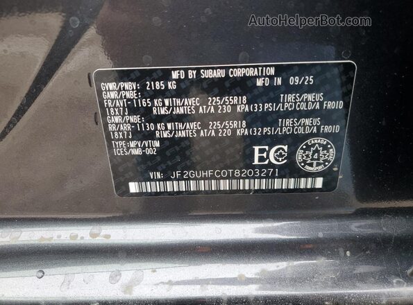 JF2GUHFC0T8203271 2026 SUBARU CROSSTREK Gray Widok komory silnika