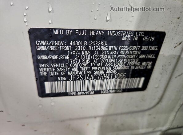 JF2SJAAC7HH413066 2017 SUBARU FORESTER 2.5 Белый Вид подкапотного пространства