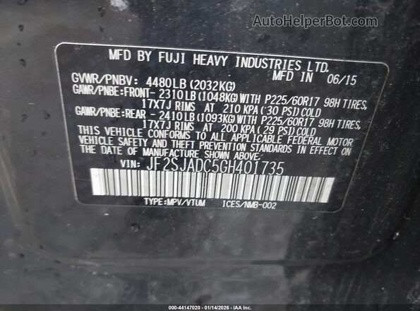 JF2SJADC5GH401735 2016 SUBARU FORESTER 2.5 Серый Вид подкапотного пространства