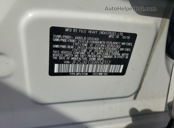 JF2SJAFC0GH554312 2016 SUBARU FORESTER Бежевый Панорамный вид салона 360°
