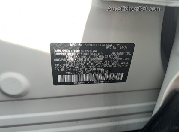 JF2SLDHC1SH490749 2025 SUBARU FORESTER White Widok wnętrza z tyłu