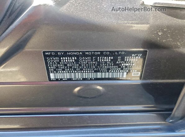 JH4KC1F58JC000058 2018 ACURA RLX Серый Вид наклейки с VIN-кодом