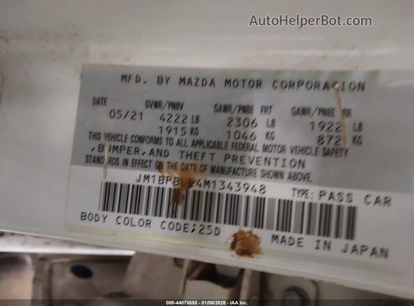JM1BPBLL4M1343948 2021 MAZDA 3 White Widok komory silnika