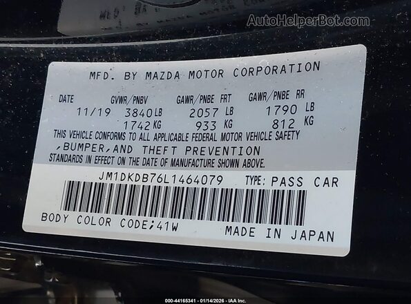 JM1DKDB76L1464079 2020 MAZDA CX-3 Black Вид підкапотного простору