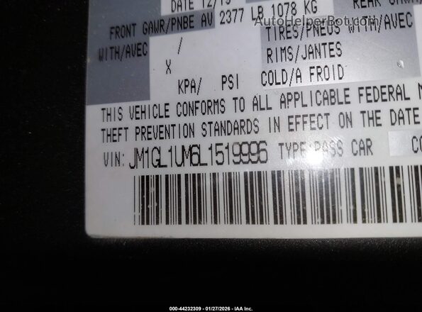 JM1GL1UM6L1519996 2020 MAZDA 6 Серый Вид подкапотного пространства