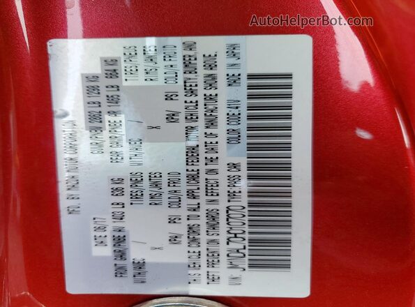 JM1NDAL70H0107070 2017 MAZDA MX-5 Красный Вид наклейки с VIN-кодом