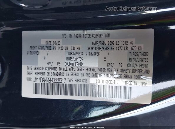 JM1NDAM79P0558317 2023 MAZDA MX-5 MIATA RF Black Вид підкапотного простору
